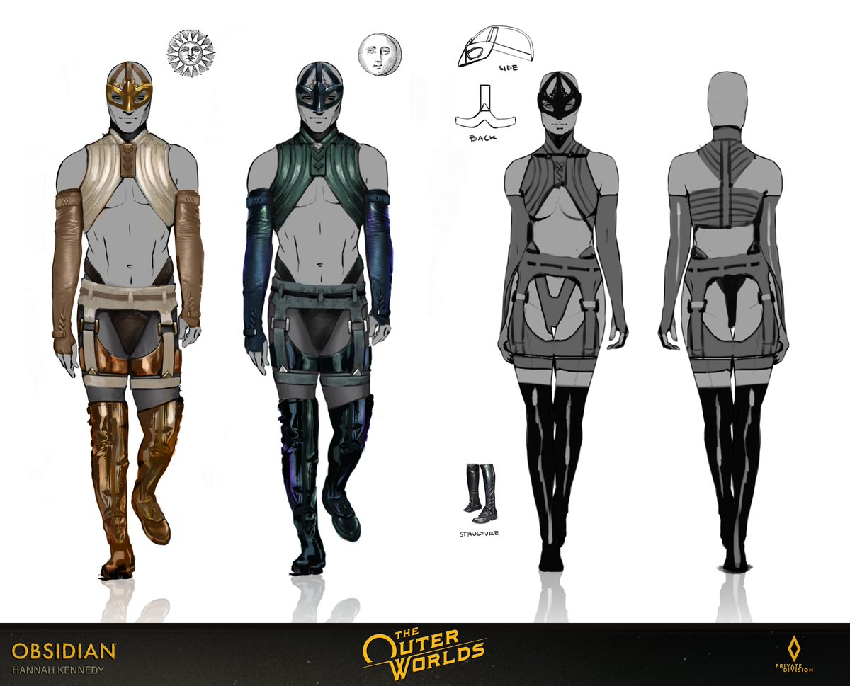 Original concepts for the outfits featured in the Bijous poster.  #TheOuterWorlds