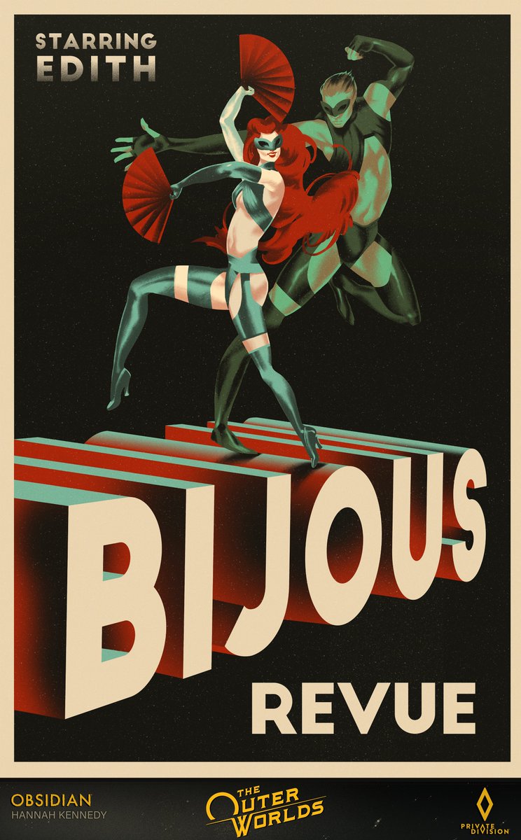 Bijous was an early idea for bar/club in Byzantium. The interior area was cut, but the facade is still there and you can find the poster in game.  #TheOuterWorlds