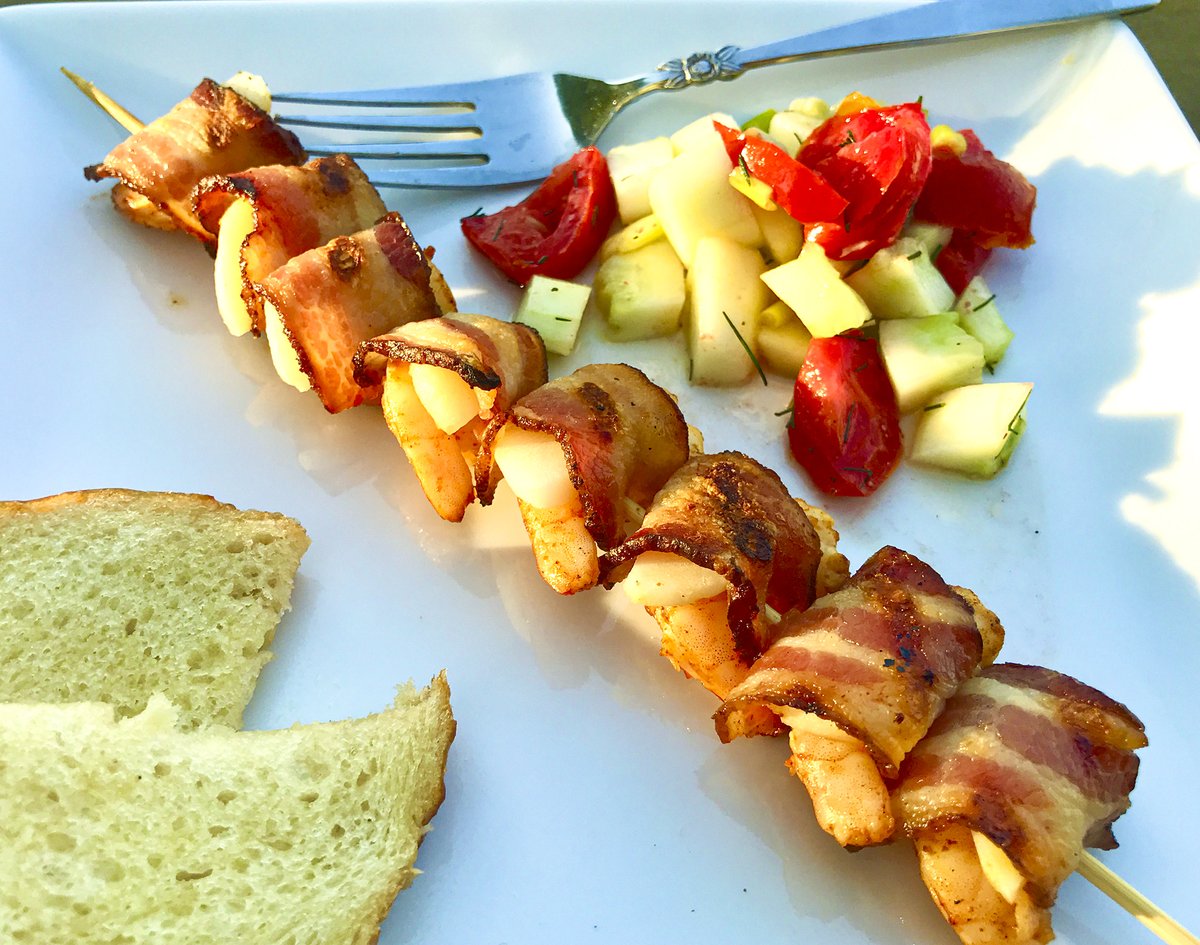 IowaJulie's tweet photo. Summertime sometimes requires some grilling imagination and this is a winner. Seasoned shrimp &amp; water chestnuts wrapped in bacon and grilled. What a great combo. https://t.co/uS3rLX5KQg https://t.co/AgNDG3MzW7
