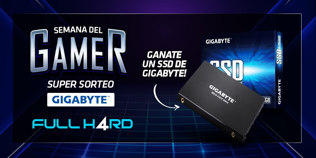 FullH4rd's tweet photo. Seguimos con los sorteos! Hoy podés tener la oportunidad de ganar un SSD de Gigabyte!

Condiciones para participar:
• Seguirnos en Twitter
• Darle Like y retwittear el tweet
• Comentar esta publicación con el hashtag #SorteoFullh4rd https://t.co/WD3PchDDNh