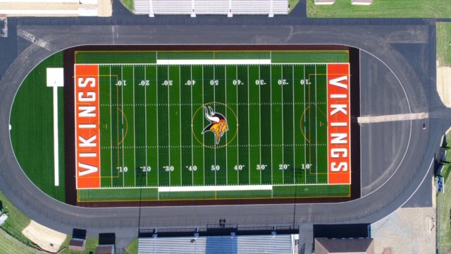 PvViking's tweet photo. Infill yet to be added, but otherwise the field is nearly finished.  Track surface to be installed as well. https://t.co/QFVM8aTVc9