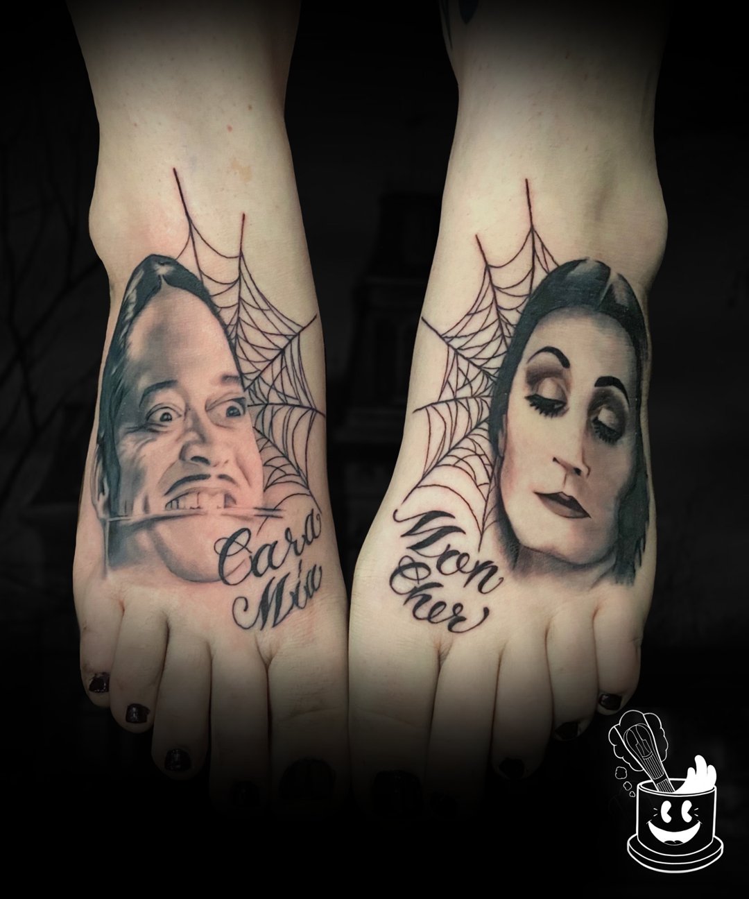 Morticia  Gomez Addams done by Dale at Underworld Tattoo in Salem NH  still have to finish up the frame  Tattoos Best sleeve tattoos Addams  family tattoo