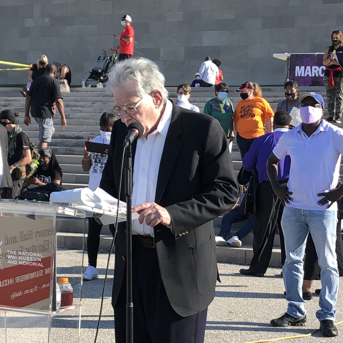 SCLCGKC's tweet photo. Lenny Zeskind @IREHR says there is too much to be done to be sitting around doing nothing. #MarchonKC https://t.co/3FKivHkiFv