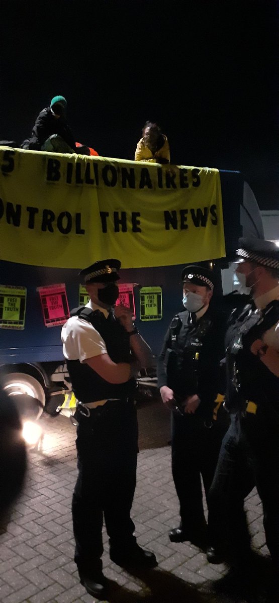 Pictures just in from News Corps Printworks in Knowsley in Liverpool - also shut down by  #ExtinctionRebellion