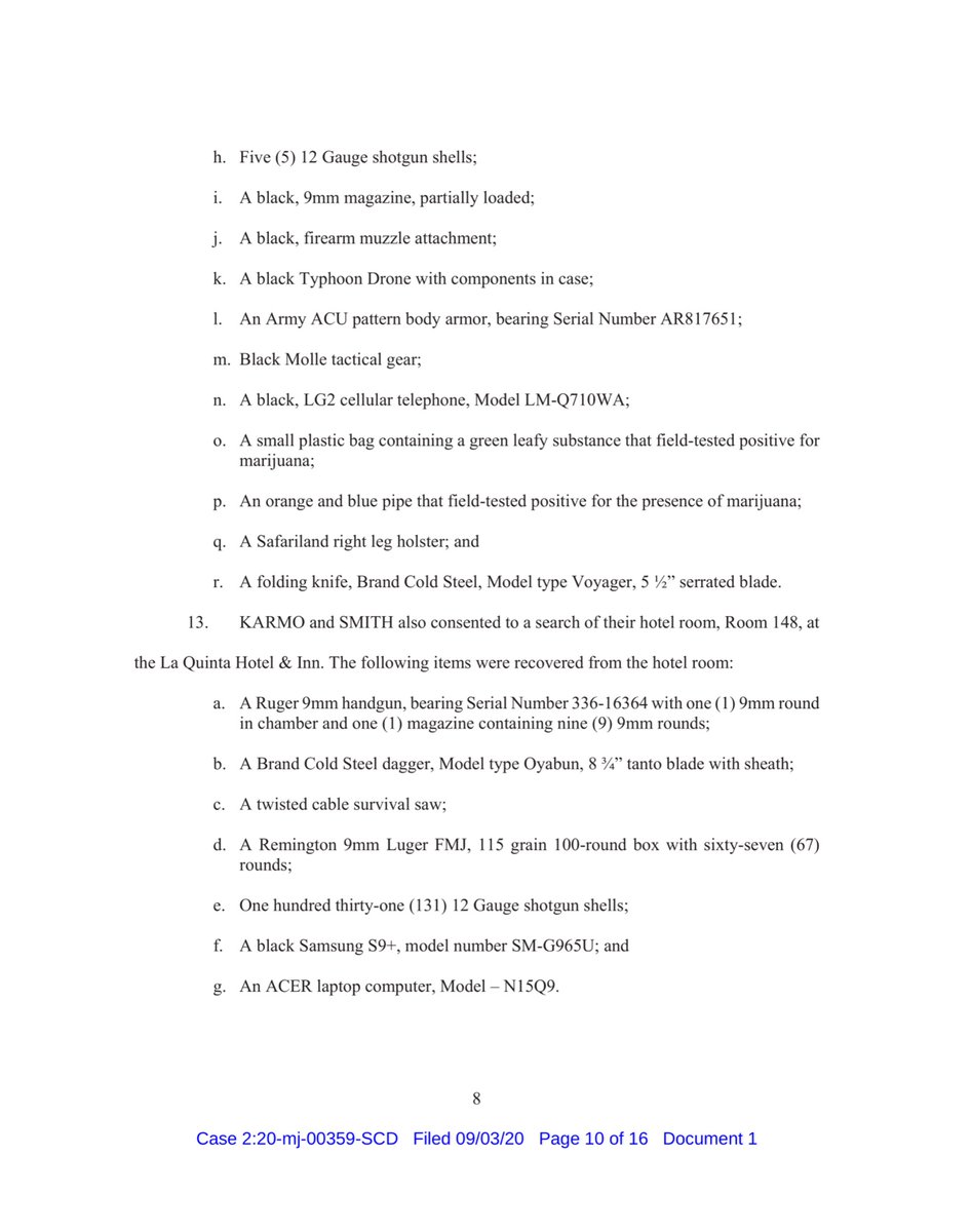 A silence too.Wisconsin wasn’t their only destinationPlanned to go to OR, MI, back to Iowa paragraph 23 - yup they attended a  @realDonaldTrump rallyAt this point thank GOD for the tipster & the FBI weird it’s not Antifa right AG Barr  @TheJusticeDept  https://ecf.wied.uscourts.gov/doc1/20314407992