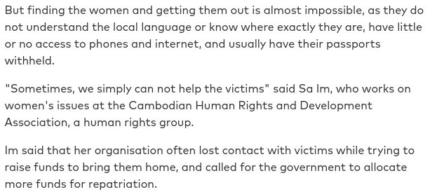"traffickers have relationships with officials from all sides... They share the benefits.""Some escaped and made their way home while others have been sold on or discarded after producing a child for the man who bought them, usually for between $10,000 - $20,000"  #opDeathEaters
