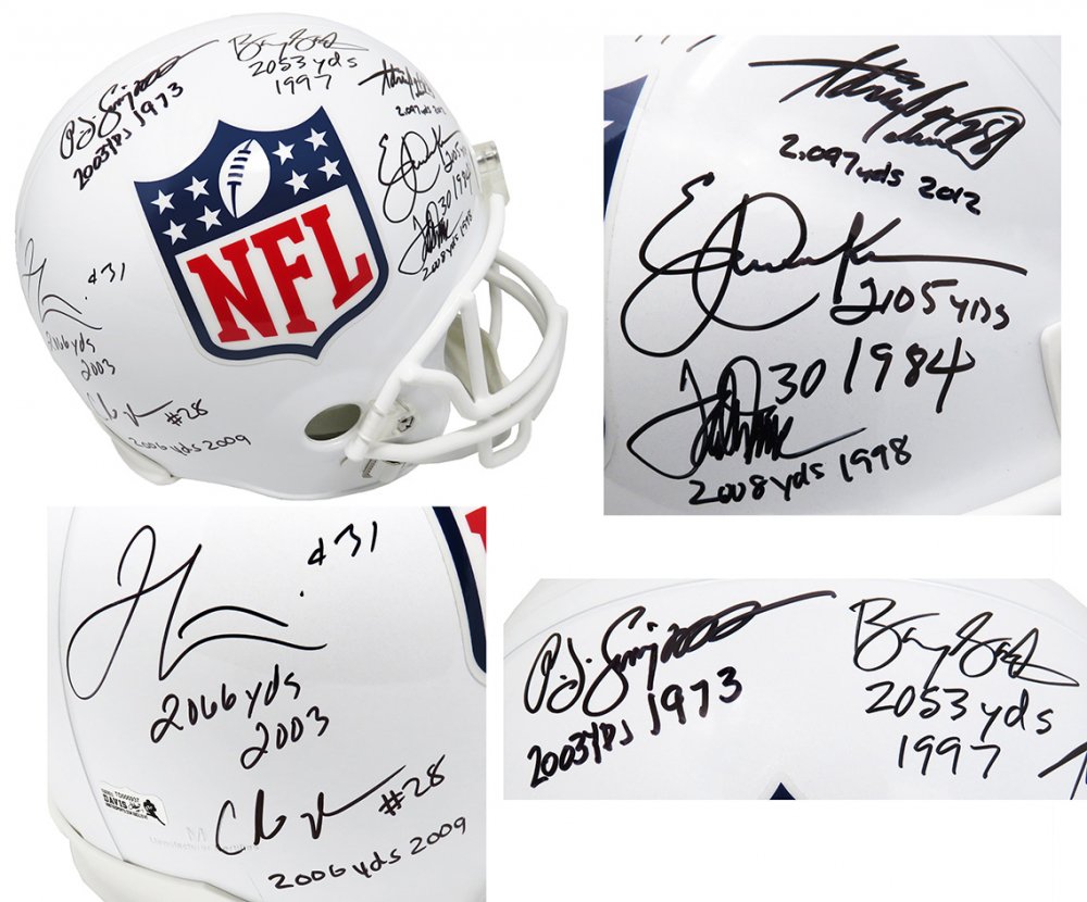 commandersCR's tweet photo. Only 7 players in #NFL history have rushed 2,000+  yards in single season and this @NFL Replica Helmet is autographed by each other them! 

Our auction closes Wednesday 9/9 @ 1:00pm ET, don’t miss your chance to bid ➡️ https://t.co/AfBJ9TdKph https://t.co/xL4GBMgMsy