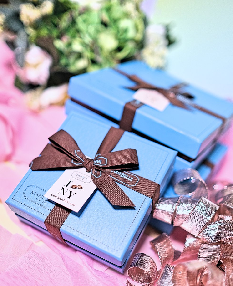 Our signature #ganache box is just as wonderful to give as it is to receive. 😊💙 #mariebelle #chocolate