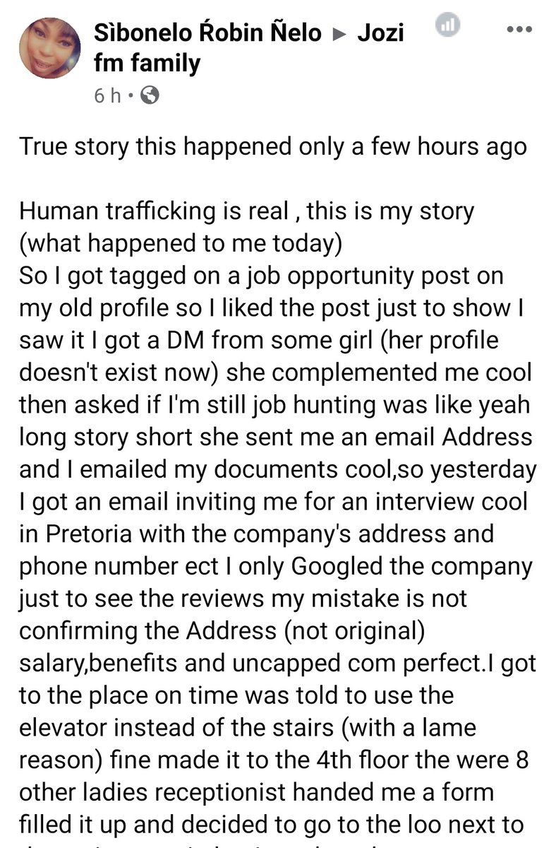 Came across this on Facebook   #HumanTrafficking  #pretoriaMy heart breaks for the part where the police were of no help.