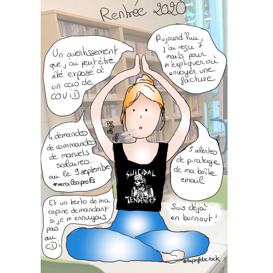 Laprofdoc_rock's tweet photo. Twitter me demande quoi de neuf ? Hum ... peut-être un petit instantané de ma journée ! #profdoczen #rentree2020 #profdoc #EducInfosMedias #EMI #funEMI #csiculture #csidoc #ilovemyjob #SOSEducMedia #SOSprofdocs #chroniquesdessineesdelaprofdoc https://t.co/h4qk3x0jz5