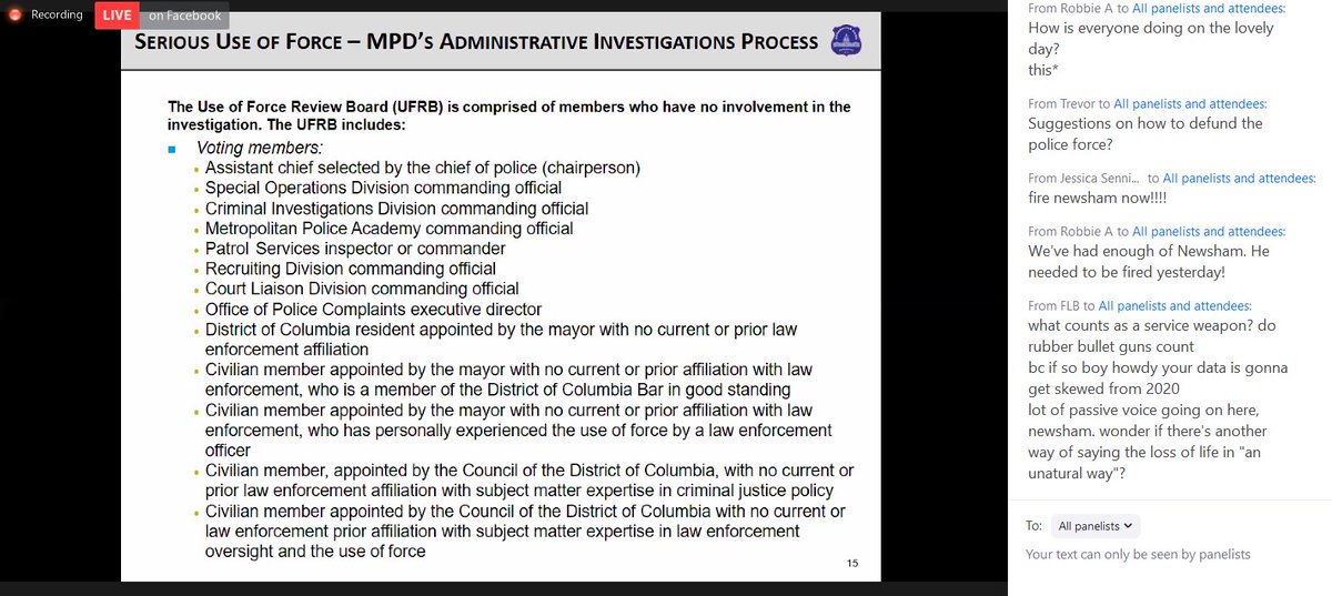 And more, specifically about MPD's process for investigating use of force & how complicated it is to fire an officer following a use of force. In the meeting, Newsham basically described it as a trial of sorts, complete with legal counsel for the officer and the department.