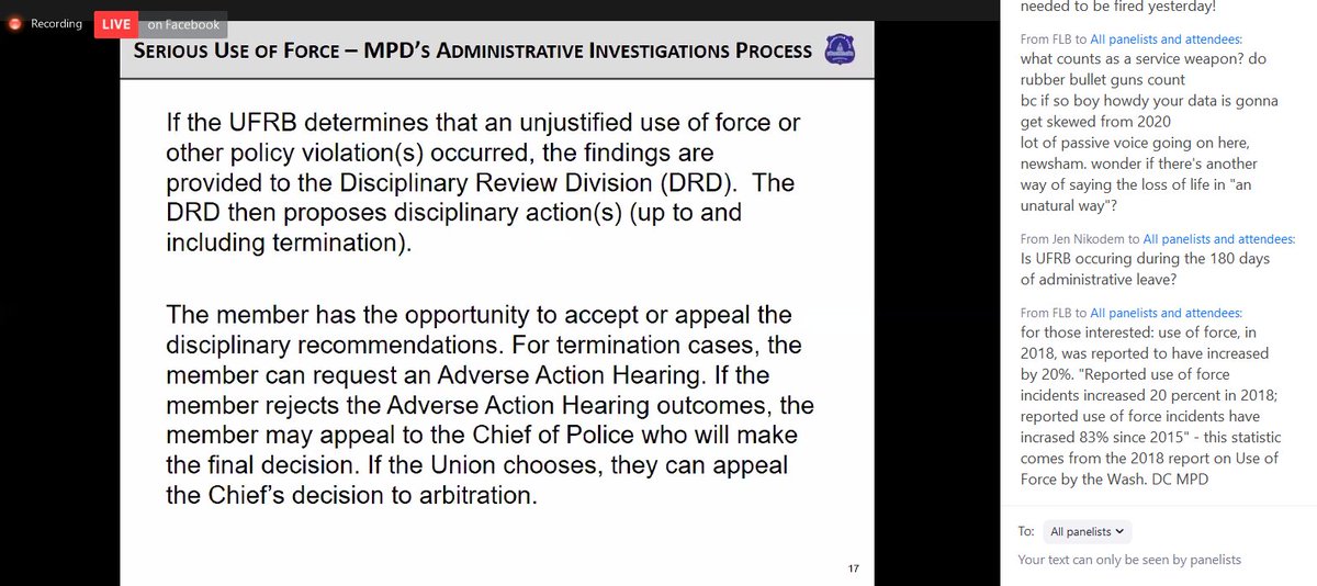 And more, specifically about MPD's process for investigating use of force & how complicated it is to fire an officer following a use of force. In the meeting, Newsham basically described it as a trial of sorts, complete with legal counsel for the officer and the department.