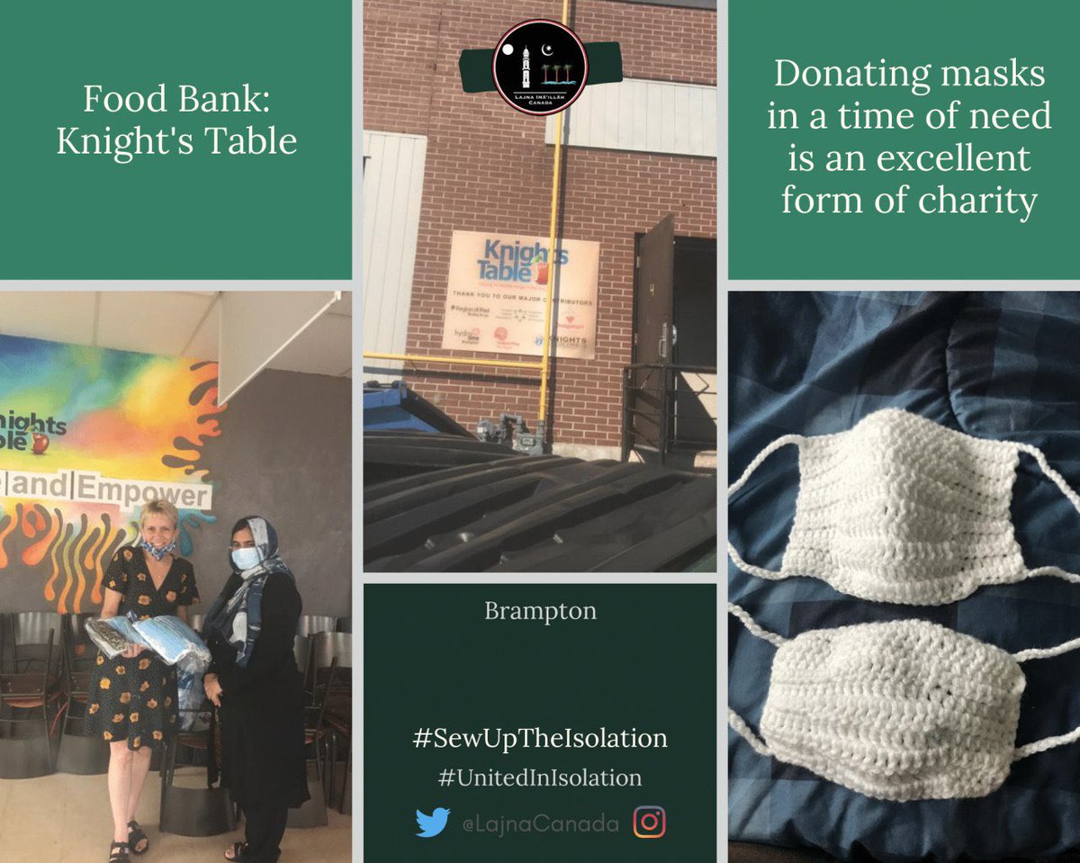 LajnaCanada's tweet photo. #AhmdiMuslimWomen from @lajnamubarakmsq donated masks to @Knights_Table in an effort to #SewUpTheIsolation #UnitedInIsolation https://t.co/sdj6NvuEUF