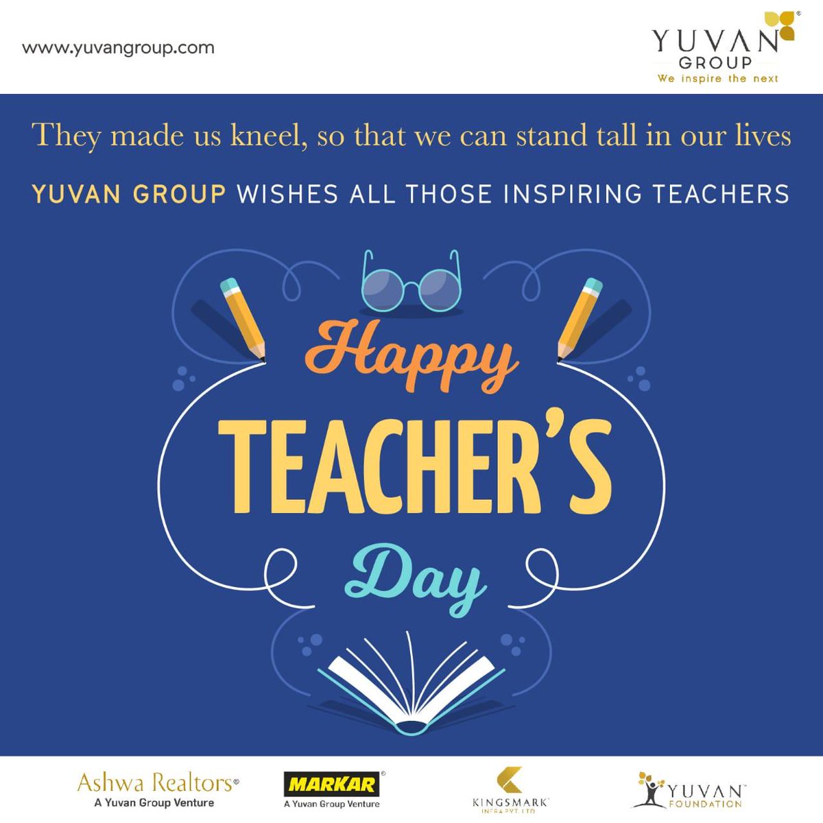 yuvangroup_2014's tweet photo. Forever grateful to the one who inspired us and instilled a love for learning - Happy Teacher's Day

#YuvanGroup #AshwaRealtors #Markar #Kingsmark #YuvanFoundation #Thane #Mumbai #Teachers #Guru #HappyTeachersDay #SchoolLife #Memories https://t.co/5iyaGoNu6C