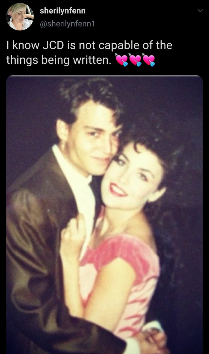  #JohnnyDepp dated  #SherilynFenn after they appeared together in an episode of  #21JumpStreet of  #TwinPeaks 2016: Fenn's tweet - "I know JCD is not capable of the things being written"