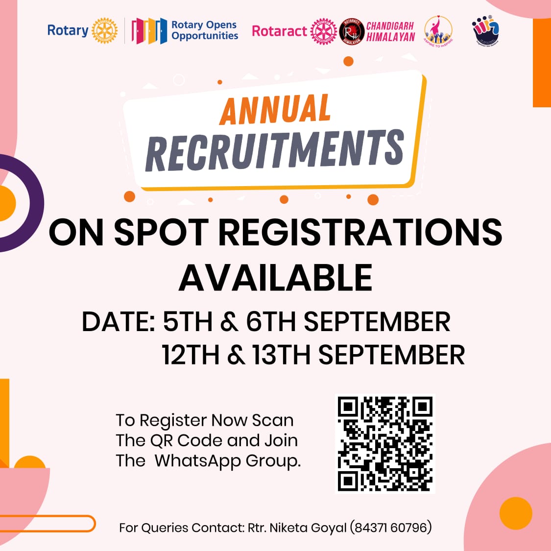 rcch3080's tweet photo. On the spot registration available! What are you waiting for? Scan the QR code and join us
#RotaractHimalayan #AspireToInspire #HimalayanDilSe #HimalayansAtWork #rotaract #rotaractclub #rotaract3080 #socialservice #interact #socialgood #rotaractors #personaldevelopment #leaders https://t.co/oCBX6VazDF