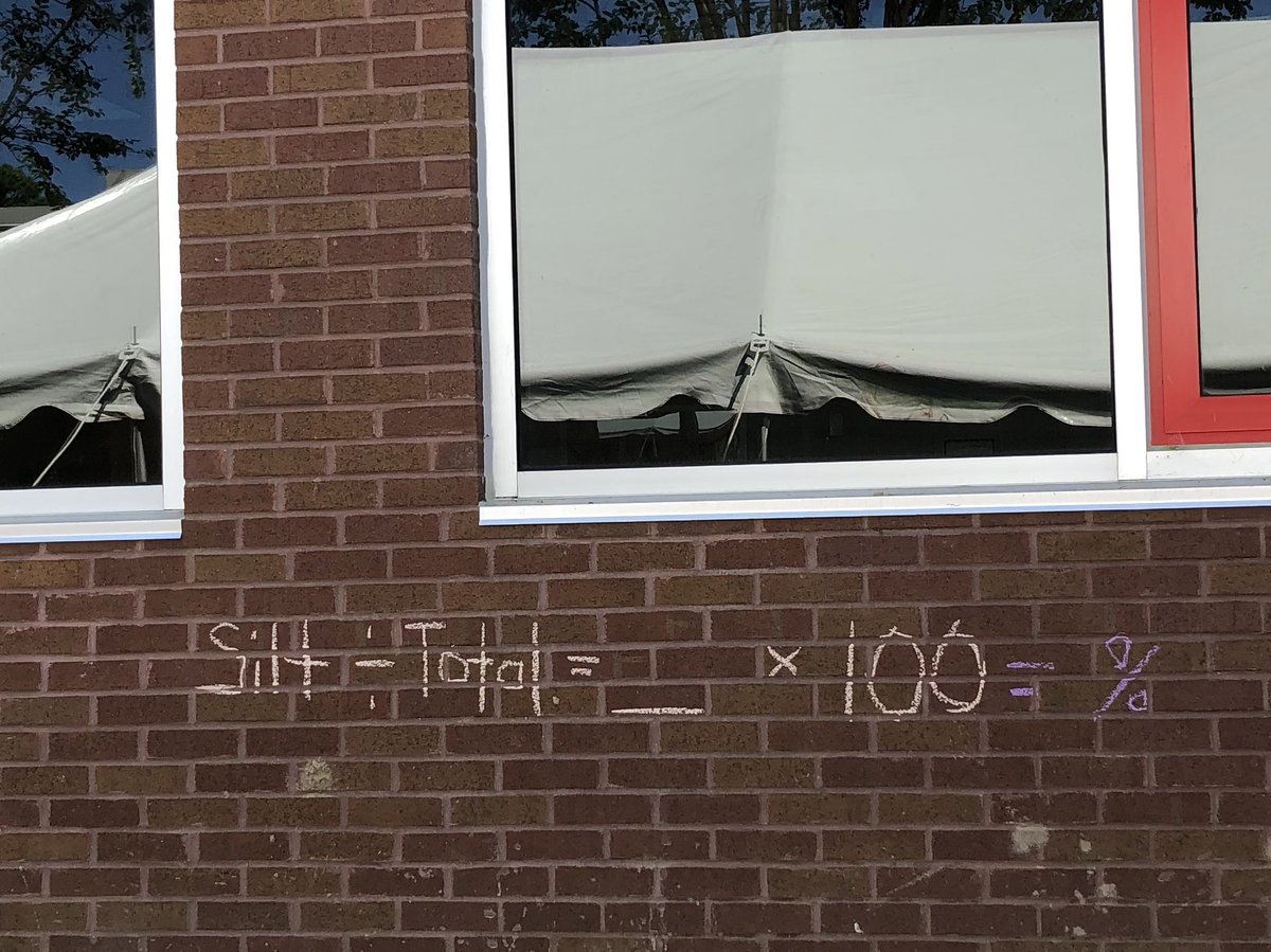 schnekser's tweet photo. Teaching outdoors, sometimes you just need to write a formula...on a brick wall...with chalk! “Can you do that?” A scientist asked....”well, I juts did” I replied... 😂 #expeditionschnekser #disruptingscience #outdoored https://t.co/F6qOsyeT26