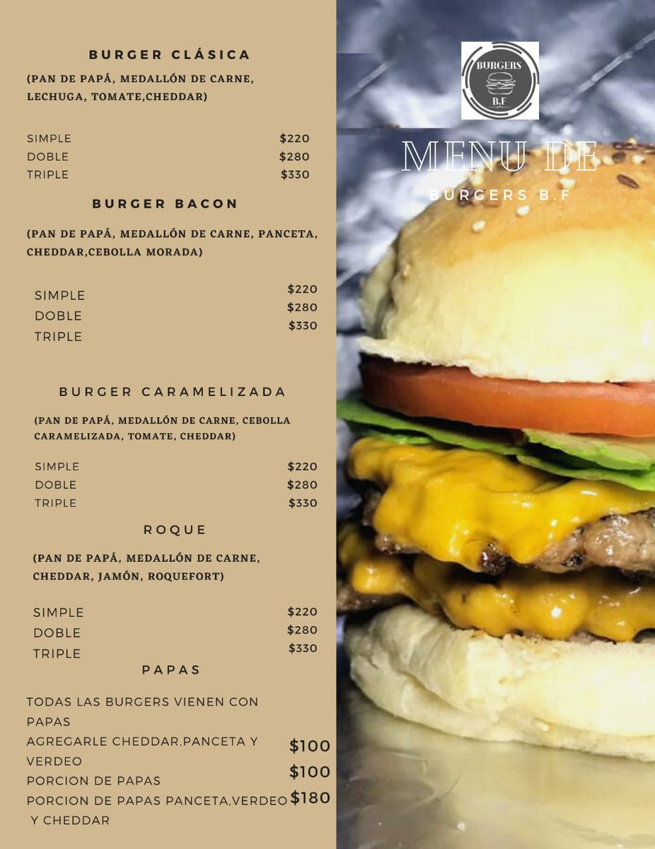 Brianfavant's tweet photo. Buenas, hace poco arranqué con mi emprendimiento de hamburguesas y la verdad que me ayudarían mucho difundiendo, son una bomba y a buen precio.
Muchas gracias! https://t.co/aoc5L0MSTs