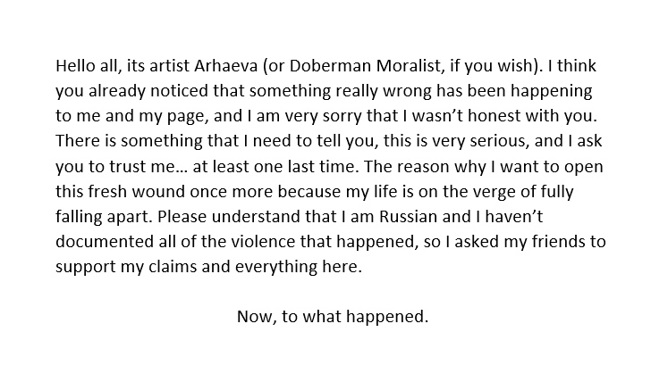 Arhaeva's tweet photo. What happened to me.

tw: suicide, abuse, violence, distress. https://t.co/5woVi5UZO1