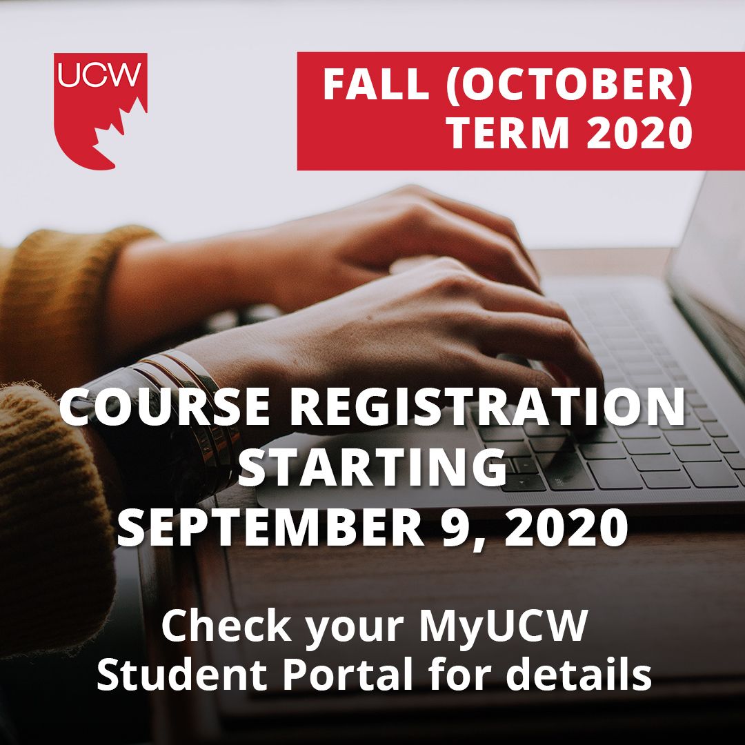 ucanwest's tweet photo. Don't forget, course registration opens Wednesday September 9. Log into your MyUCW portal for more details.

#CourseRegistration #FallTerm2020 #UCW #MyUCW #StudentPortal https://t.co/MxpIRbCYCo