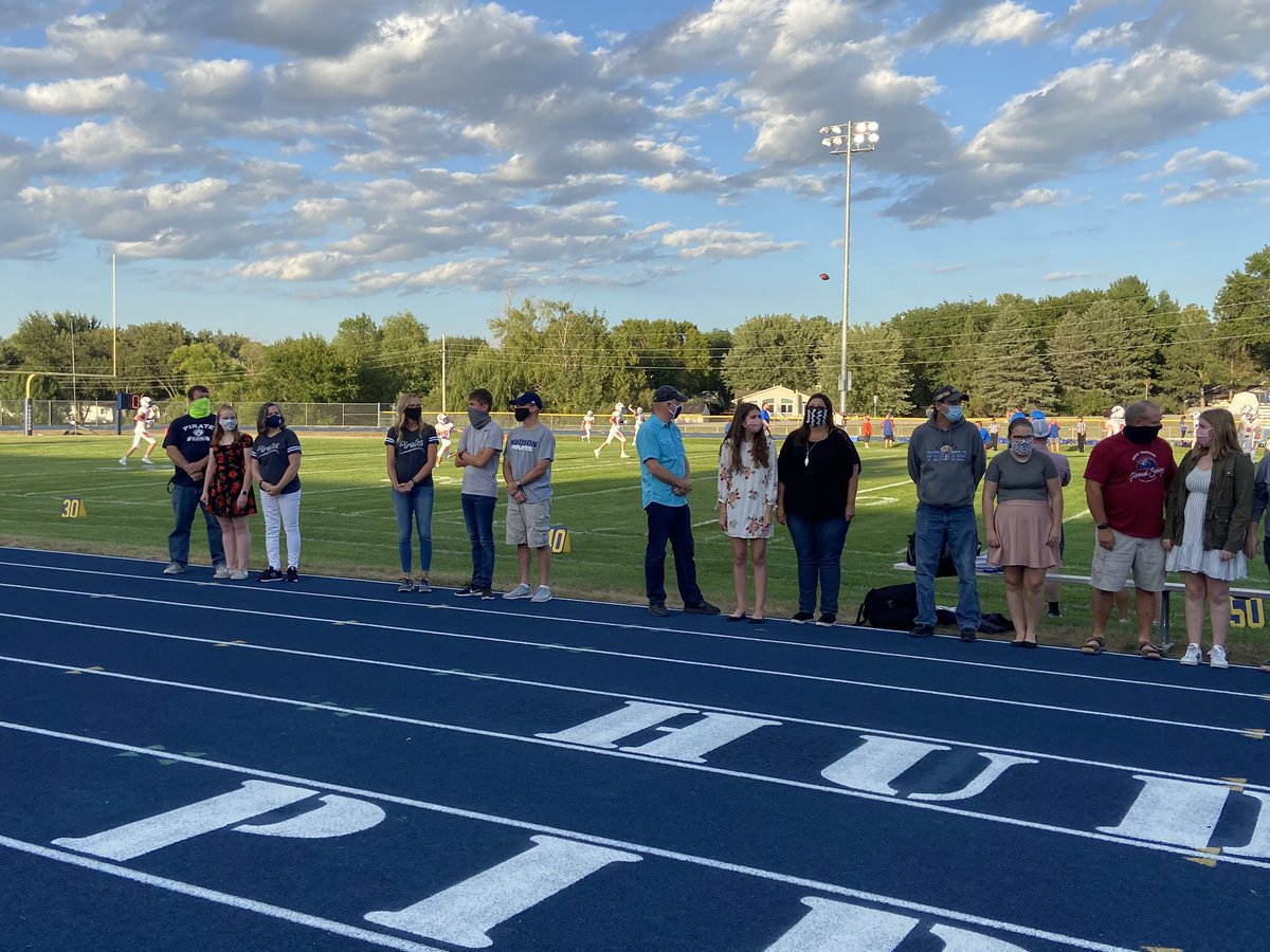 Mrs_NDavis's tweet photo. Congrats to the band seniors recognized at senior night tonight- Jetta, Kyle, Olivia, Shana, AbiJo, Maddie, Ashley, Emilee, and Amber- We are very blessed to have this great group as leaders in our band!🎶 #hudsonschools https://t.co/WvLFVL0YdR