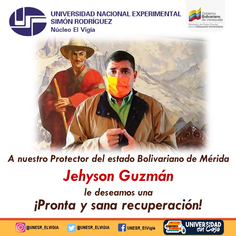 UnesrE's tweet photo. Salud y una pronta recuperación para nuestro protector del estado Bolivariano de Mérida @JEHYSONGUZMAN @Unesr_Oficial #Venceremos #JuventudPatrioticaEnBatalla https://t.co/WpotnJ56B6