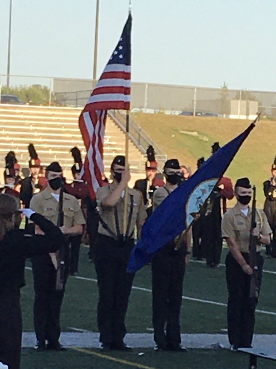 PLSNJROTC's tweet photo. Our Color Guard has the crowd on its feet at tonight’s Monarch game. Cadets Streeter, Morris, Merrifield and Carlson -CiC represent PLCS with pride. https://t.co/r0CxNz6Hyn