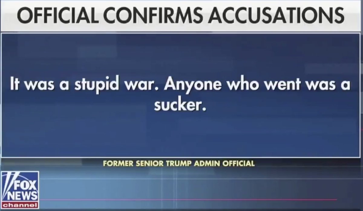 ericharr's tweet photo. "Anyone who went was a sucker." ~@realDonaldTrump 

While you dodged the draft five times, thousands of fine men and women suffered and died for our country. 

You may not agree with the war. But, you *must* support our troops.

Shame on you, Mr. President. Shame on you. https://t.co/L3lQd3uO1p