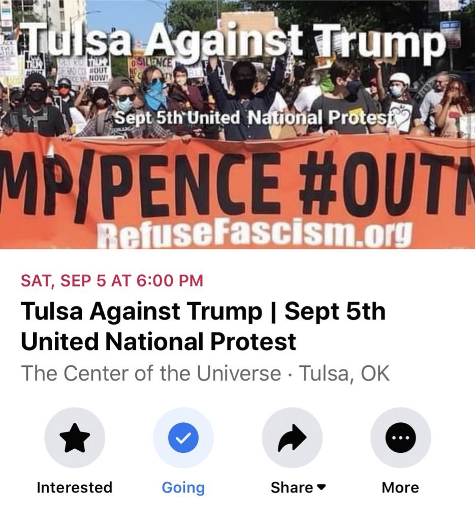 antifatulsa's tweet photo. Tomorrow we will rise against fascism Tulsa! #outnow #Sept5thprotest #oklahoma #tulsa #oklahomaprotests #tulsaprotests #oklahomaprotest #tulsaprotest https://t.co/PFxAMEEsgv