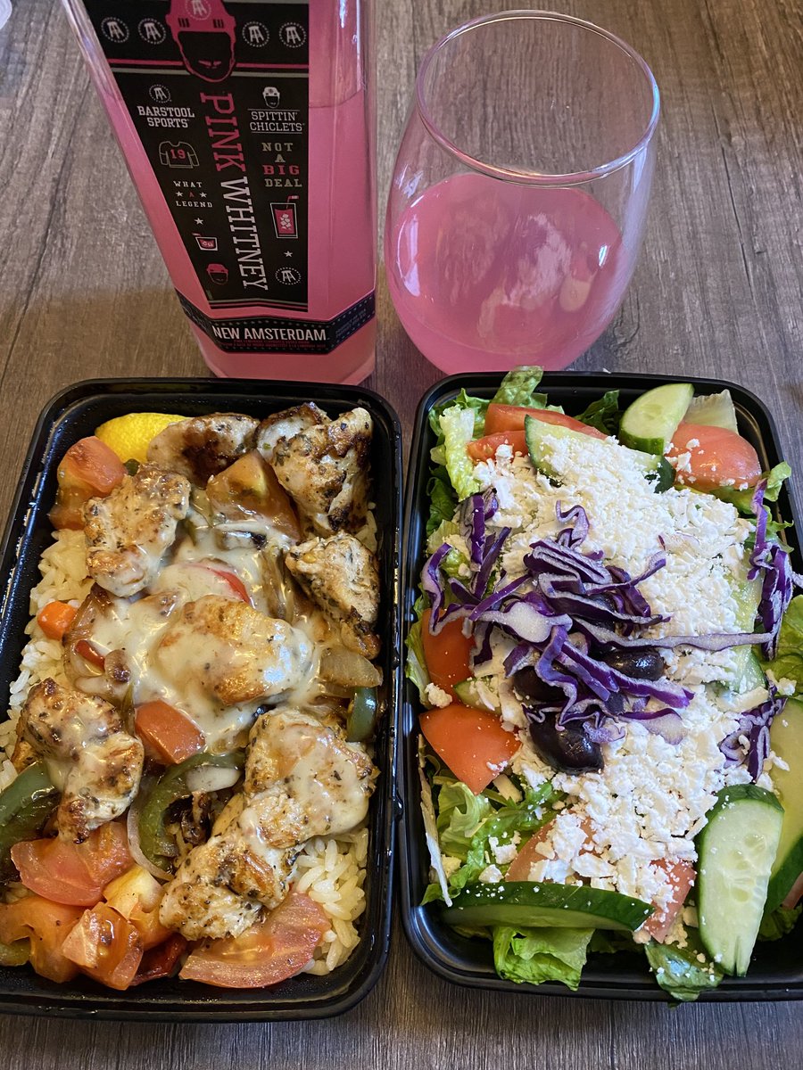 mikev527's tweet image. Surprisingly the #ChickenShishKebab was very good from #Wimpys  some #GreekSalad ! And my first time with #PinkWhitney #Cheers 🧠🥃🥃