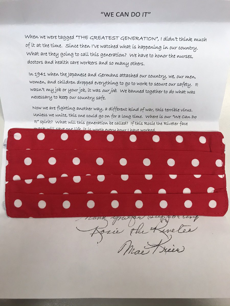 msgmakeshistory's tweet image. Thank you Mae Krier for my beautiful mask! More importantly, thank you for embodying the “We Can Do It!” spirit and teaching us that when the going gets though, the tough get going! #RosietheRiveter #WeCanDoIt  #JordanMSlegends #NISDBackTogetherBetter