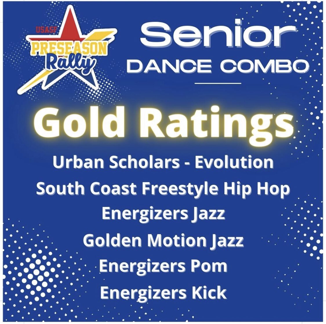 GMDT officers participated in the @usasf_dance pre season rally.  They took home first place in senior leaps and placed in senior dance! We had so much fun putting these combos together in practice.  Thank you to USASF for providing this opportunity!