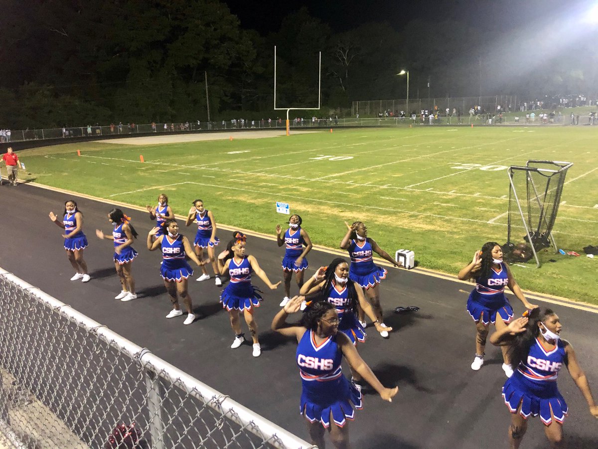 CCHS_Gladiators's tweet photo. During the halftime break Cheerleaders from @CCHS_Gladiators and @CedarShoalsHS came together for a Unity Cheer on each sideline.

We compete, we challenge each other, but we are a community that loves each other.  We are family.  

#1Athens #Pride #Community #AthensGA https://t.co/h8clGWCqQT