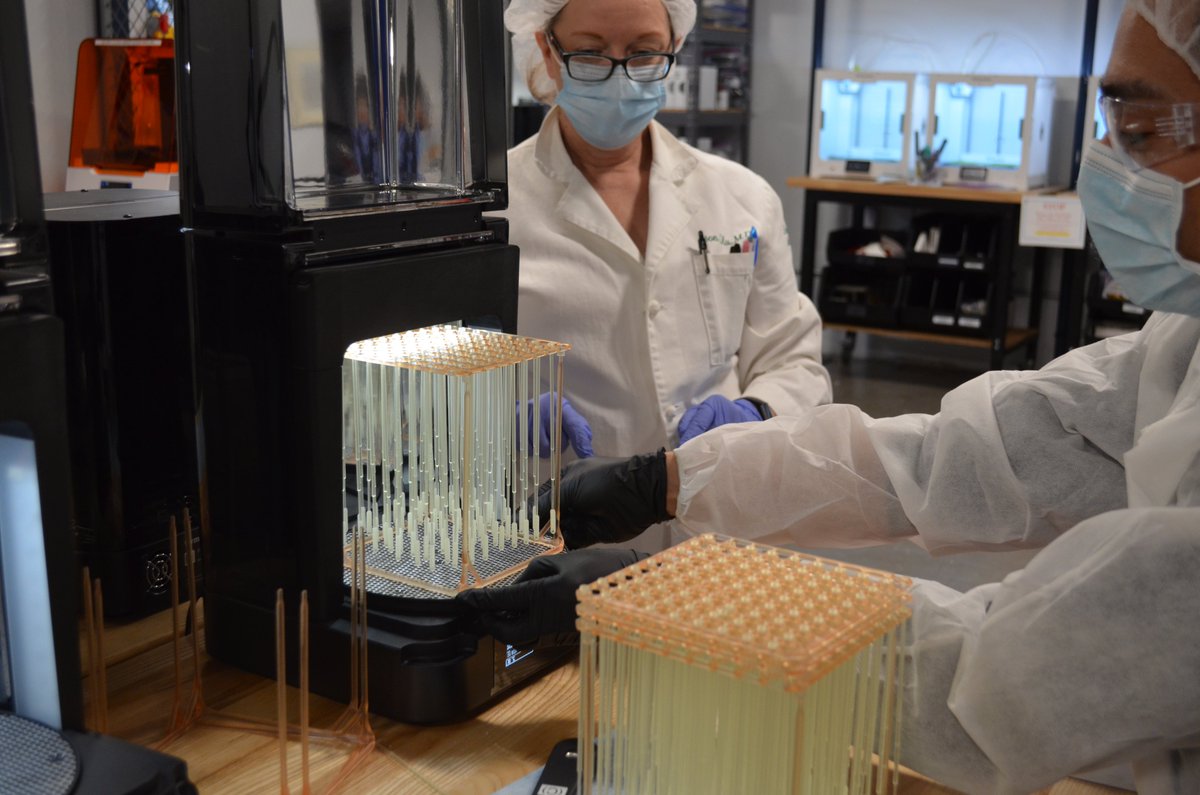 In response to impending supply chain shortages, we 3D printed 35,000 nasopharyngeal swabs in the Health Design Lab for Covid-19 testing.