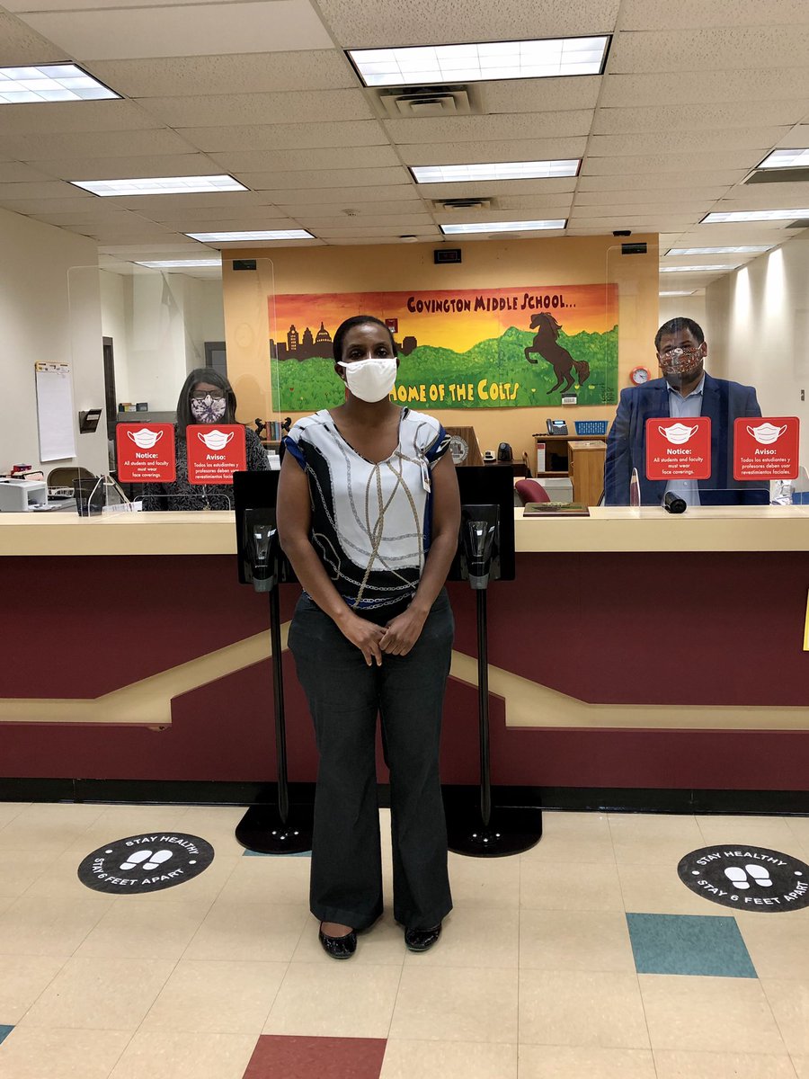 Covington_Colts's tweet photo. Great day to be a Colt! Principal Choice, AP Diaz-Eskew and AP Lira are excited about the new year. We are ready to build our virtual community with our students and create safe, brave spaces for all!! Be prepared to begin online 9/8! #wearecolts #covingtoncares #moczygemba https://t.co/rT6ocvVSrK