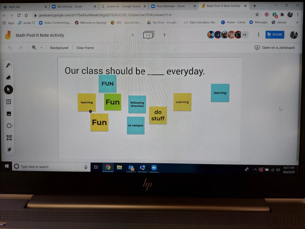 #PUSDBacktoSchool Great Friday using Jamboards and learning about students' math attitudes with <a href="/lstainer1/">Laura Stainer</a> Mrs. Stainer <a href="/BMMSRaiders/">BMMSRaiders</a>! Thanks for letting me visit! <a href="/PowayUnified/">Poway Unified</a>