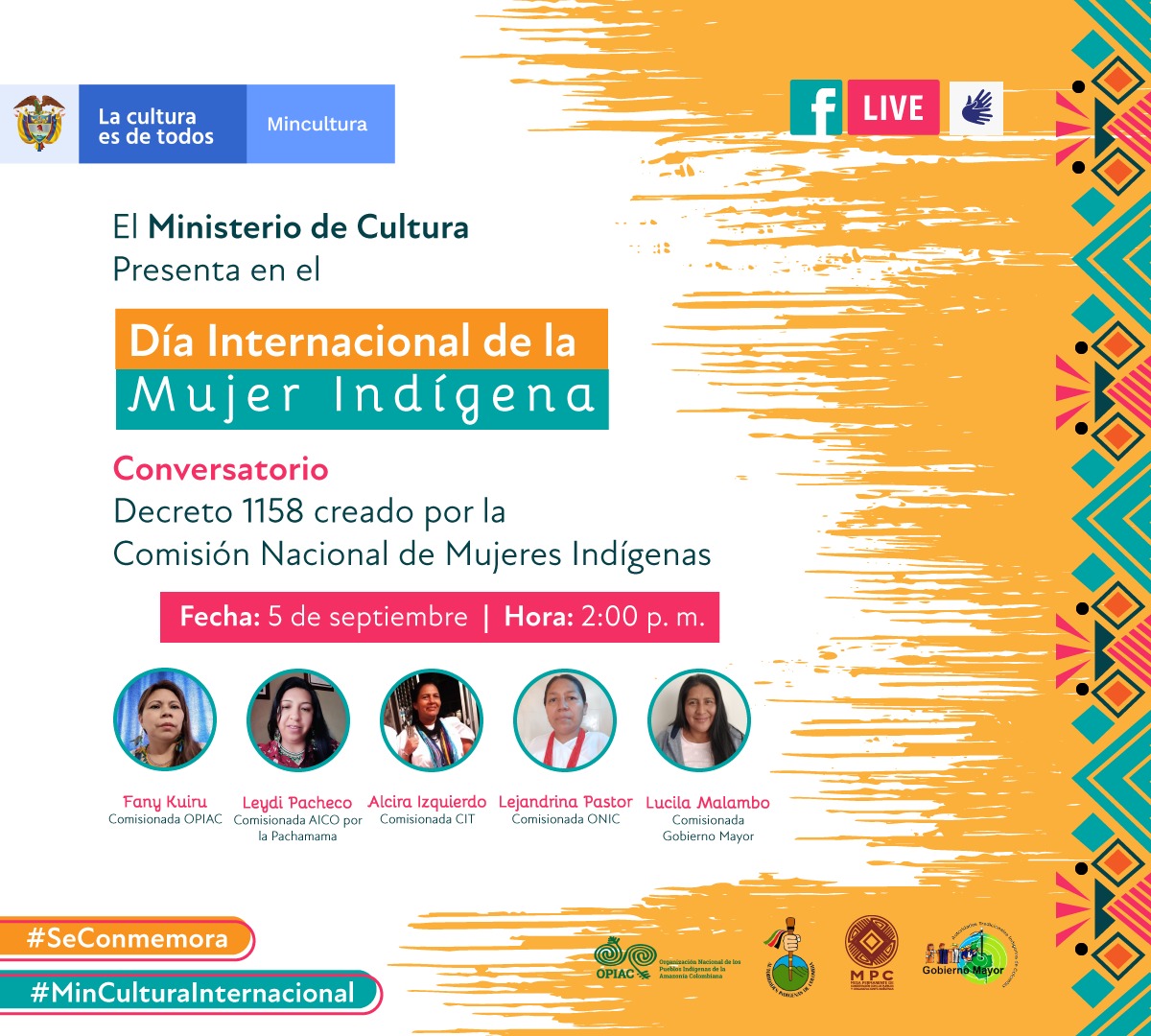 Los invitamos a conectarse y participar del conversatorio en torno a la conmemoración del Día Internacional de la Mujer Indígena que se transmitirá en simultáneo por el Facebook Live de #Opiac
