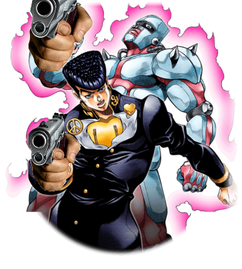 character_gun's tweet photo. josuke with a gun https://t.co/bmvOdIqLgg