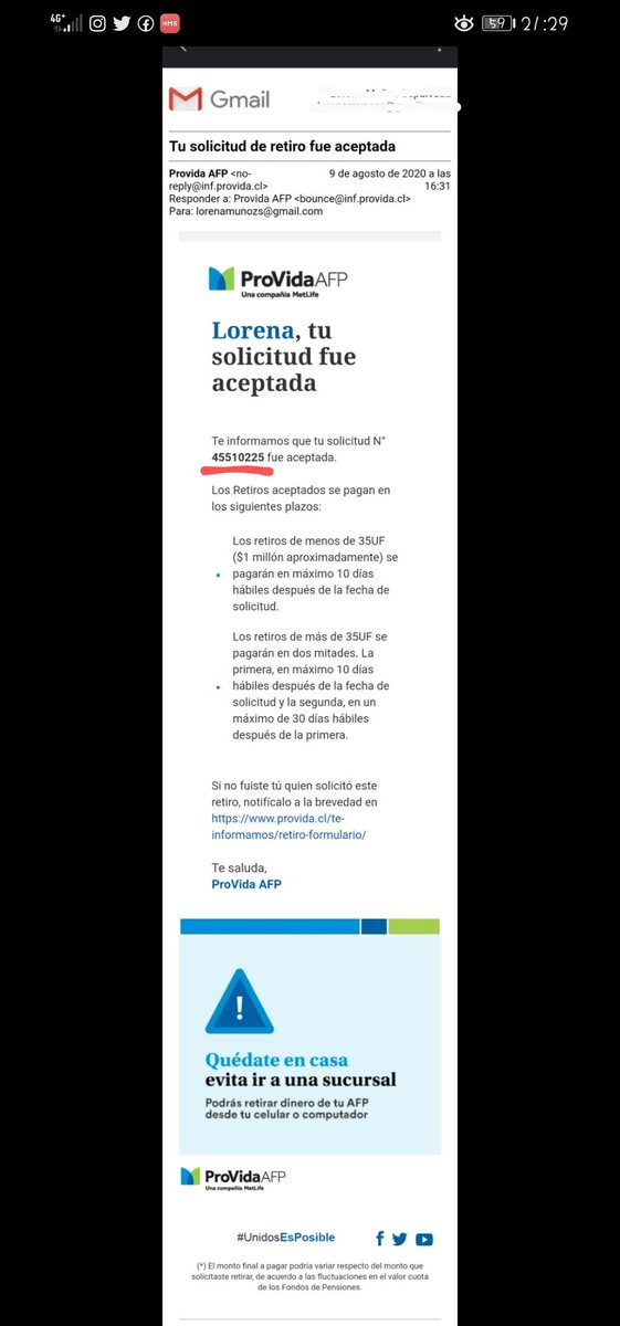 lpmunozs's tweet photo. #Retiro10xCiento @24HorasTVN @ContigoCHV 1)revisan y confirman mi solicitud de retiro 45510225. 2)Después de 1mes me dicen q tengo retención x pensión. 3)Hoy la solicitud 45510228 ? salió rechazada x error al digitar n. de serie. Soltera SIN HIJOS! @AFP_Provida @Superpensiones https://t.co/AWa6lkTzKh