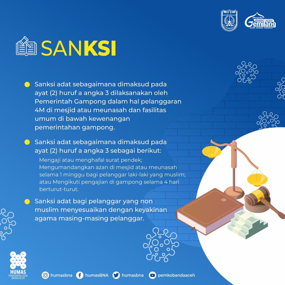 humasbna's tweet photo. Jika protokol kesehatan tidak dilaksanakan sebagai mestinya sesuai dengan Perwal No. 51 Tahun 2020, maka akan dikenakan sanksi baik itu perorangan maupun para pelaku usaha https://t.co/LxarZbJ2T6