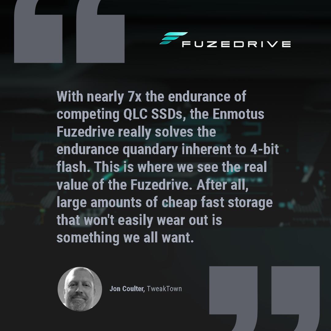 enmotus's tweet image. Endurance for a lasting storage solution. Check out what our new smart SSD is about at bit.ly/2Ctp67d

Follow us @FuzeDrive
Fast and Built to Last™

#enmotus #fuzedrive #midrive #nextgenSSD #machineintelligence #slc #qlc #nvme #pcgaming #gamingpc
