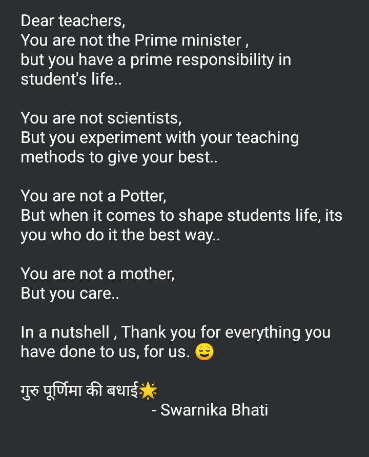 SwarnikaBhati's tweet photo. #HappyTeachersDay  #HappyTeachersDay2020 
Happy Teachers day🌟
Here is my poem for the boon of my life #teachers https://t.co/qawgUWo3sr