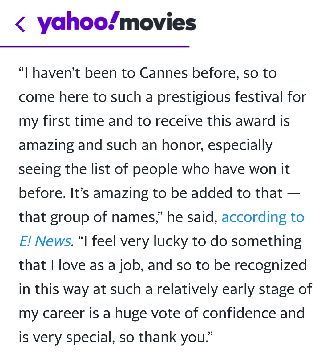 In 2018, Joe was honoured at the Cannes film festival with the Chopard Trophy which recognizes upcoming film stars. "I feel lucky to do something that I love as a job, And to be recognized in this way at a relatively early stage of my career is a huge vote of confidence” — Joe