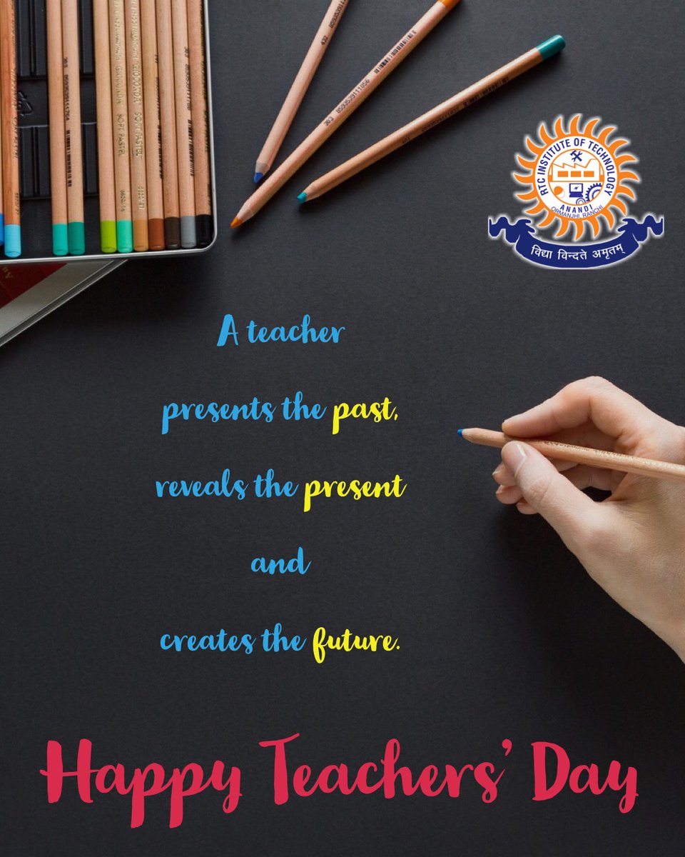 RTCITians's tweet photo. Teachers’ Day 2020
~~~~~~~~~~~~~~~~~
A teacher presents the past, reveals the present and creates the future.
Happy Teachers’ Day!
🌐: https://t.co/93INpLfAeH
#RTCIT #RTCITians #Engineering #Btech #Diploma #Students #Ranchi #Jharkhand #AICTE #JUT #MHRD #HappyTeachersDay2020 https://t.co/zcpMV051VH