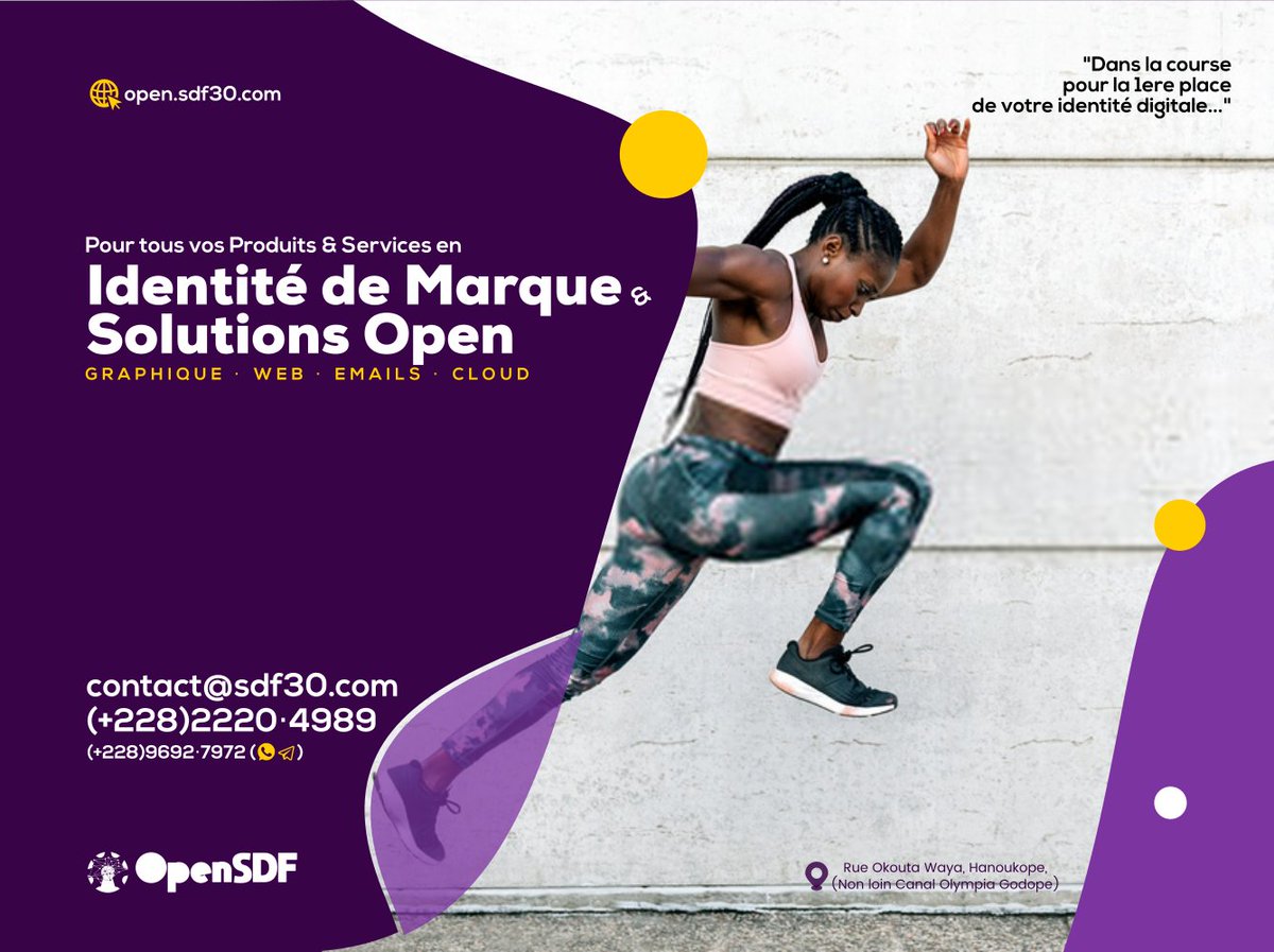 😎Bonjour,
Voici un visuel (affiche*) de Open-SDF.
Voici ce que ça veut dire:
"NOUS OFFRONS DIFFÉRENTS OUTILS DE PROMOTION DIGITALE POUR ENTREPRISES &amp; INSTITUTIONS (LOGO+IDENTITÉ VISUELLE, PUBLICITAIRES, SITES WEB, EMAIL PRO, HÉBERGEMENT) À DES TARIFS ABORDABLES ET SUR MESURE"