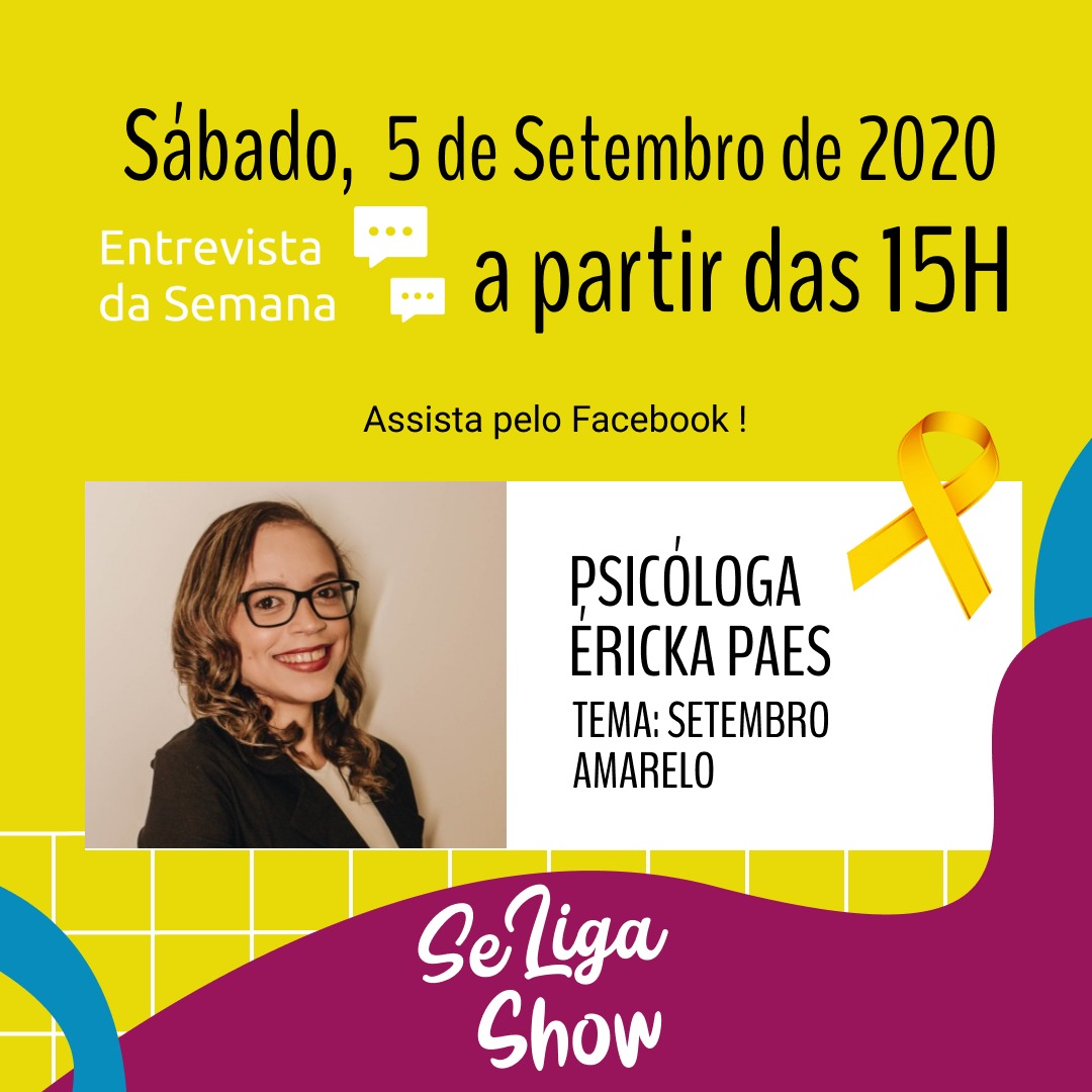 SeLigaShow's tweet photo. AMANHÃ TEM PROGRAMA!!!

Fique ligado pois neste sábado tem Se Liga Show, deste vez apenas pelo Facebook, por conta de problemas técnicos.

Traremos desta vez a Psicóloga Éricka Paes para falarmos um pouco do Setembro Amarelo.

Não perca às 15h no Facebook.

#SeLigaShow https://t.co/b9bbuq2oBZ
