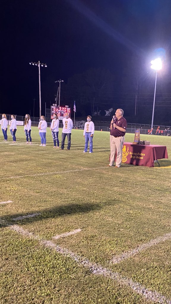 AHSAAnow's tweet photo. Coach Savarese presenting Coach Ricky Austin and the @SpringGardenHS Girls Basketball team their State Championship trophy. Assistant Coaches include Dana Austin and Damon McDonald

This was their 7th 1A Championship, the most in AHSAA history! https://t.co/0kG7MeKJYq