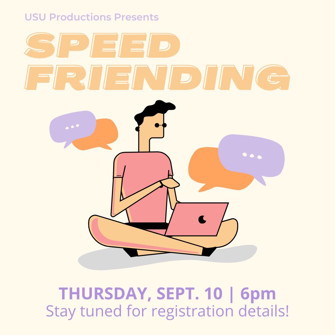 Looking to make NEW friends #virtually? Join us for #SpeedFriending 🤪📲💻 SEPT. 10 @ 6pm✨ Stay tuned for registration details!