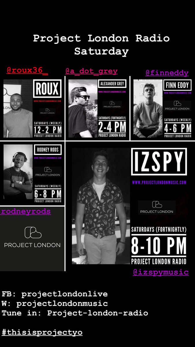 ProjectLondonR's tweet photo. Saturdays on Project London Radio #thisisprojectyo https://t.co/ye5yZrqac6