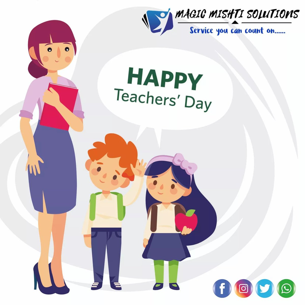 MagicMishti's tweet photo. T – Talented
E – Elegant
A – Awesome
C – Charming
H – Helpful
E – Efficient
R – Receptive
Wishing Everyone A Happy Teacher’s Day
#MagicMishtiSolutions https://t.co/DGVnhx57vc